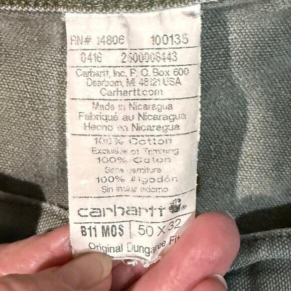 VTG Carhartt 2016 men’s 50 x 32 original dungaree fit work pants. B11-MOS - Picture 6 of 6